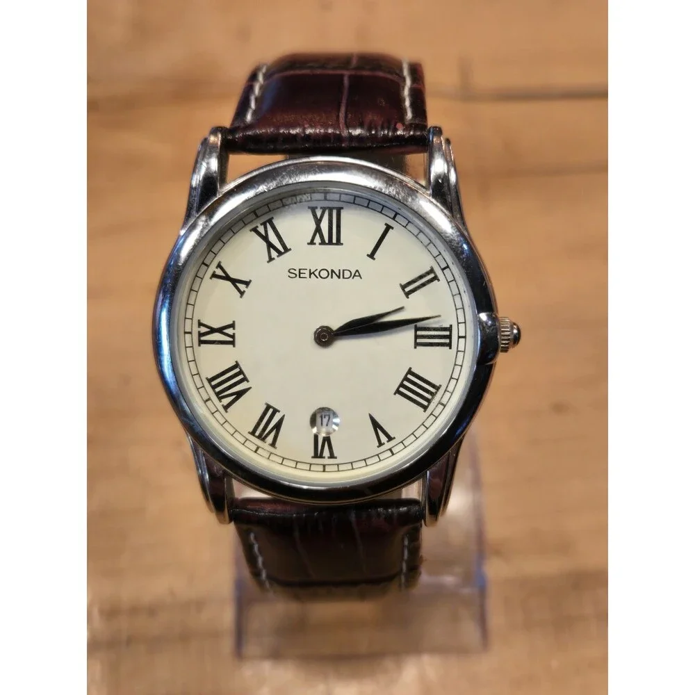 Sekonda 3018A Analog Men's Watch with Leather Strap and Date. New Battery